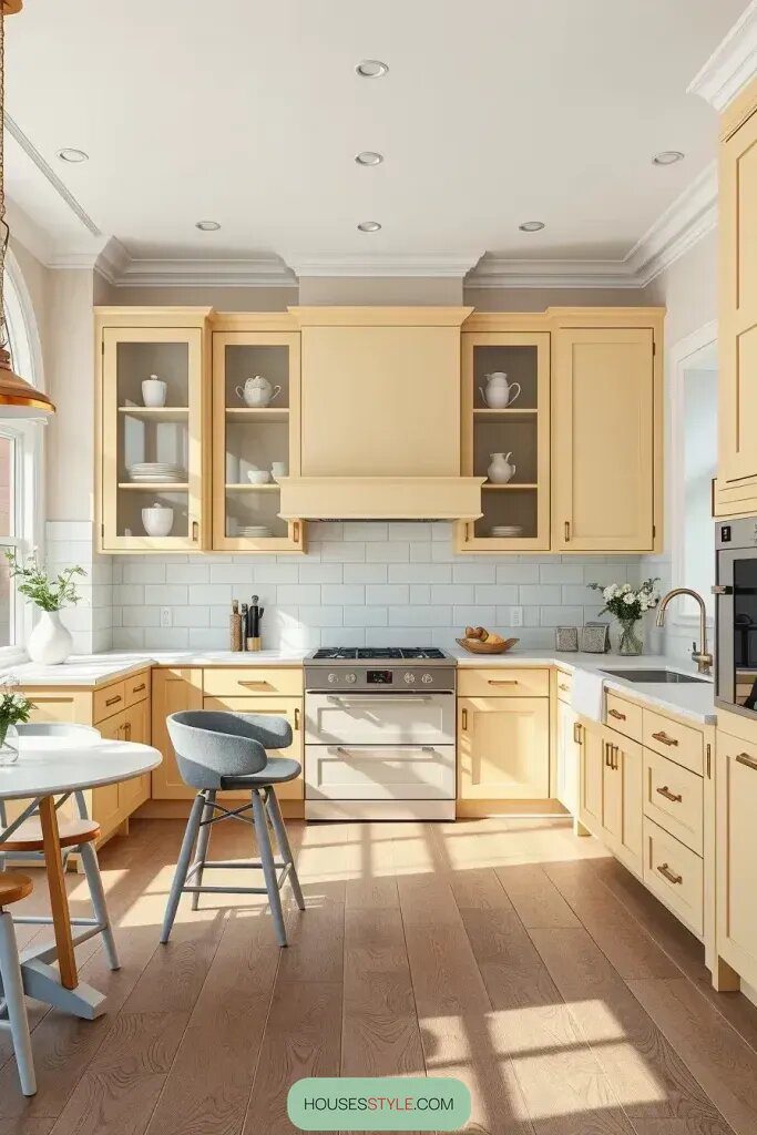 Soft Modern Kitchens With Pastel Yellow Cabinets - photo 2