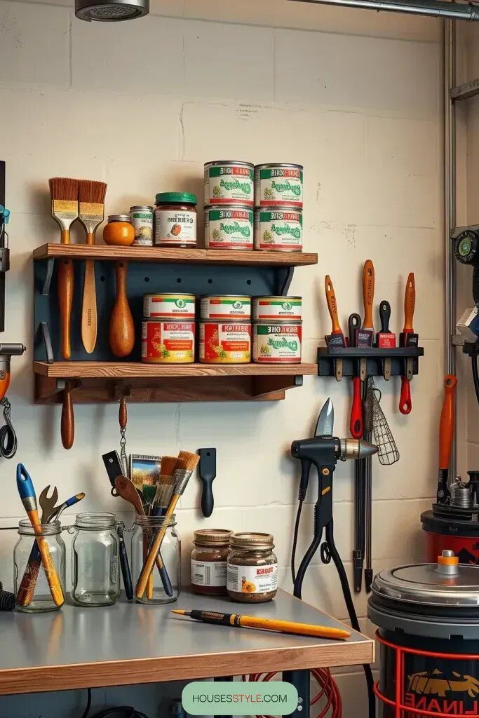Set Up a Paint Supply Shelf with Brush Holders