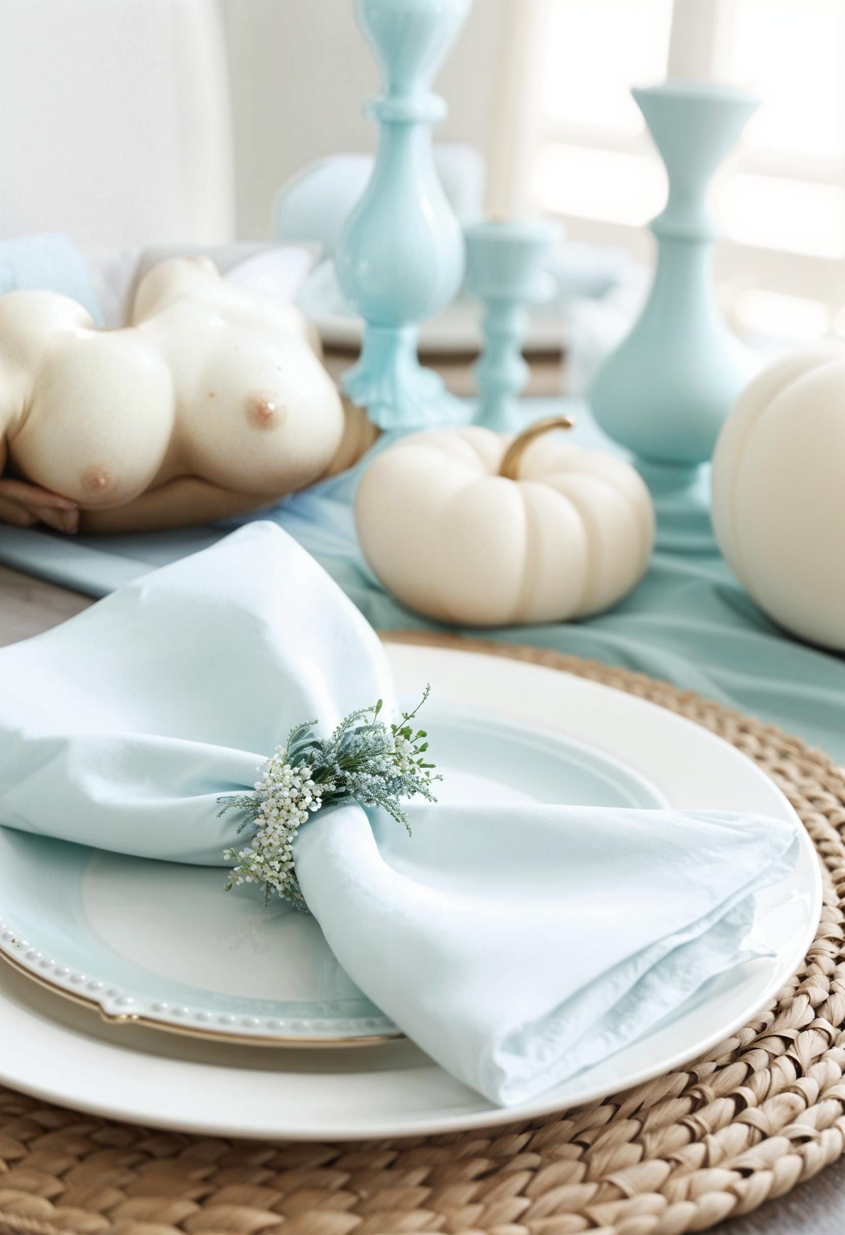16. Coastal Table With Soft Blues and White Pumpkins - photo 2