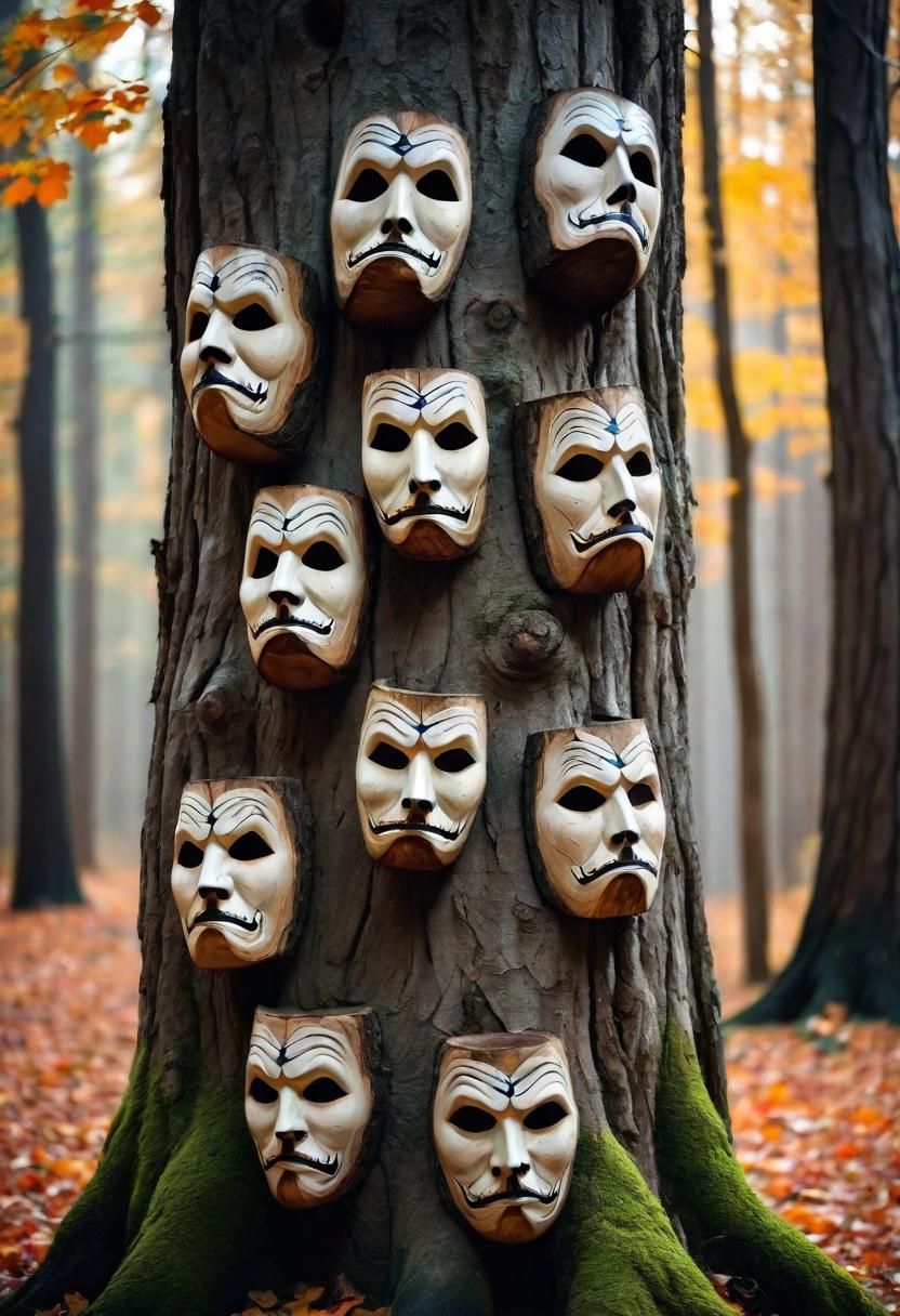 7. DIY Spooky Tree Faces Tutorial