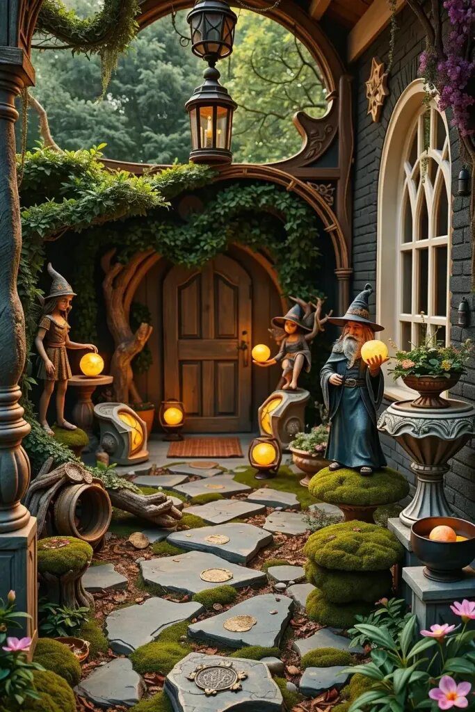 Garden Wizard Figurines with Glowing Orbs - photo 2