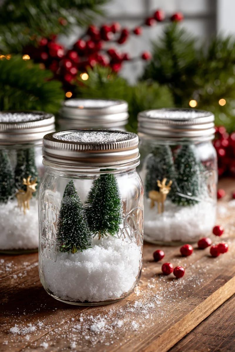 18. Mason Jar Snow Globes with Bottle Brush Trees - photo 2