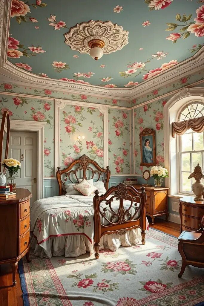 Floral Wallpaper for a Vintage Bedroom Mood