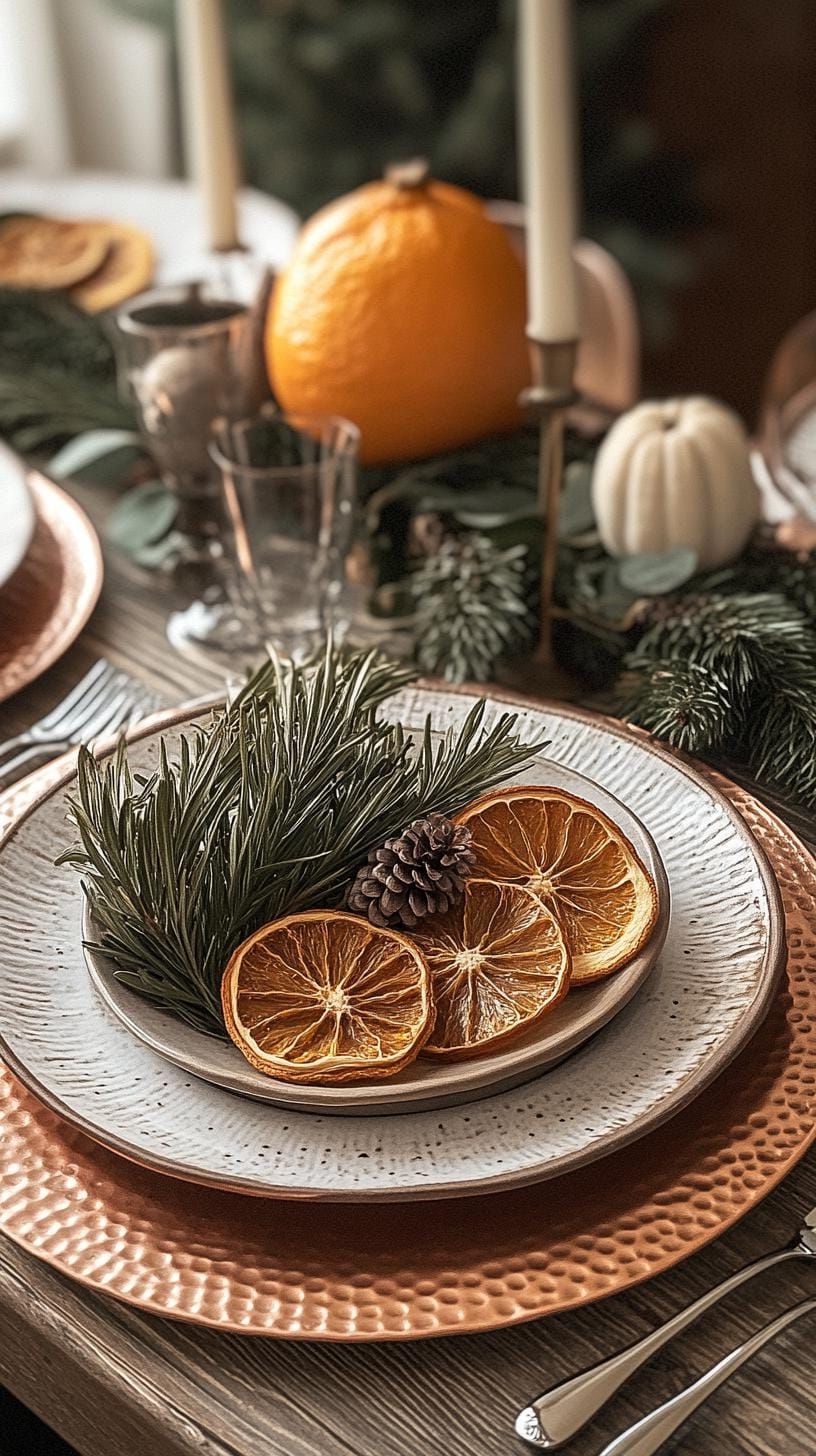 5. Vintage Tablescape With Copper Chargers and Dried Citrus - photo 2