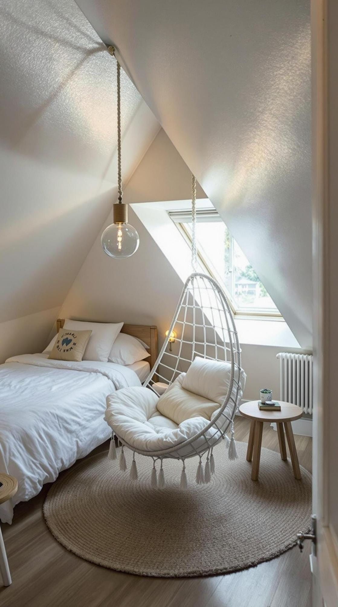 9. Hanging Chair Reading Corner