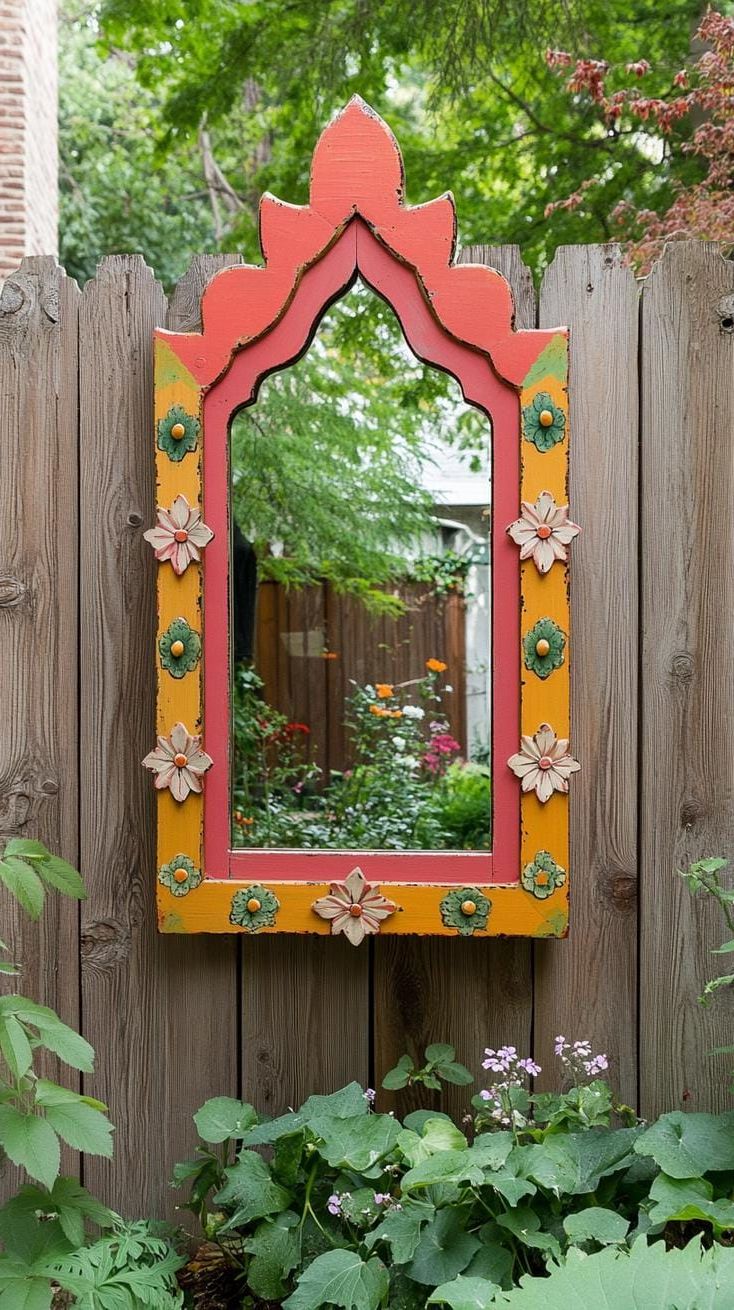 6. Turning an Old Mirror Frame into a Beautiful Addition to Your Garden Fence - photo 3