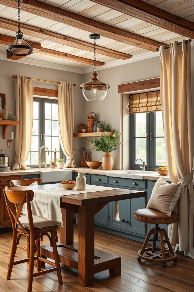 Leather and Linen Accents for Kitchen Textiles