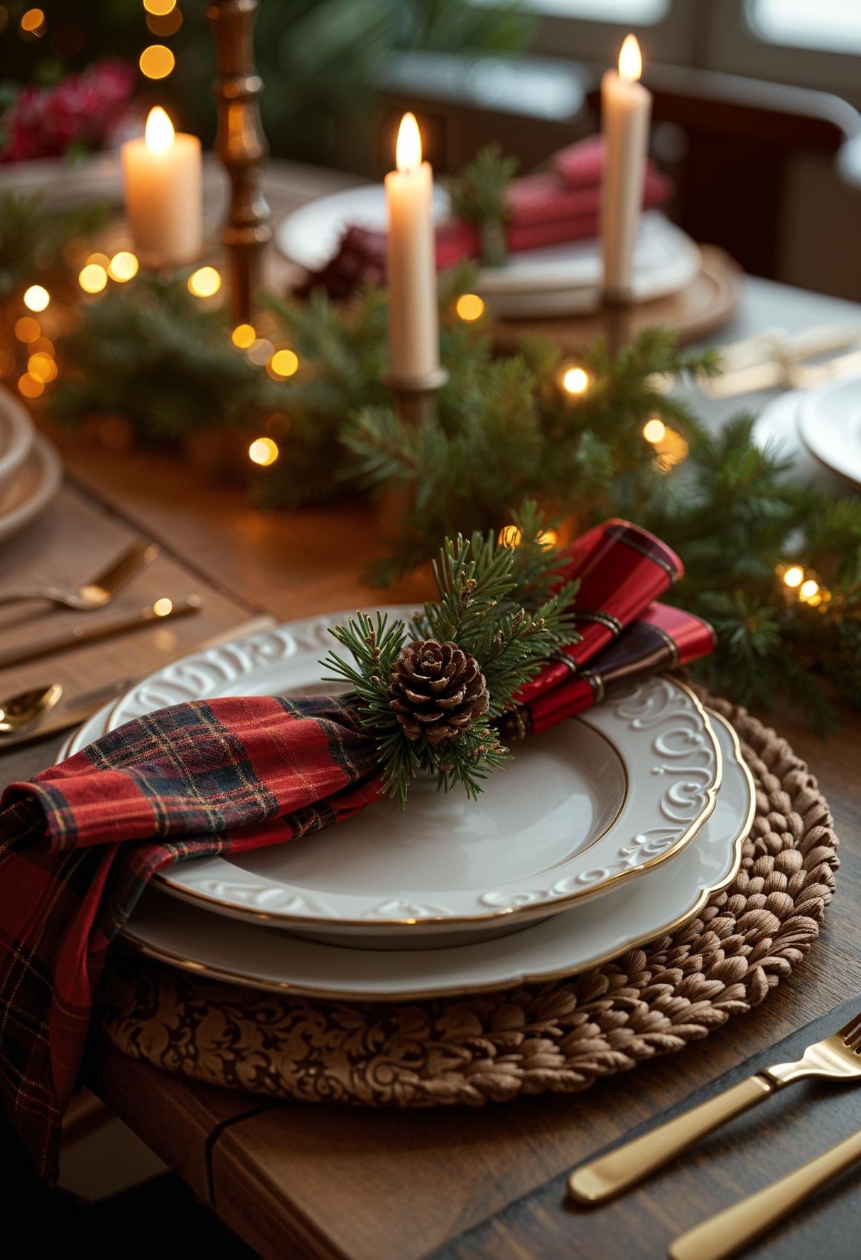 1. Plaid Christmas Table Decor Ideas