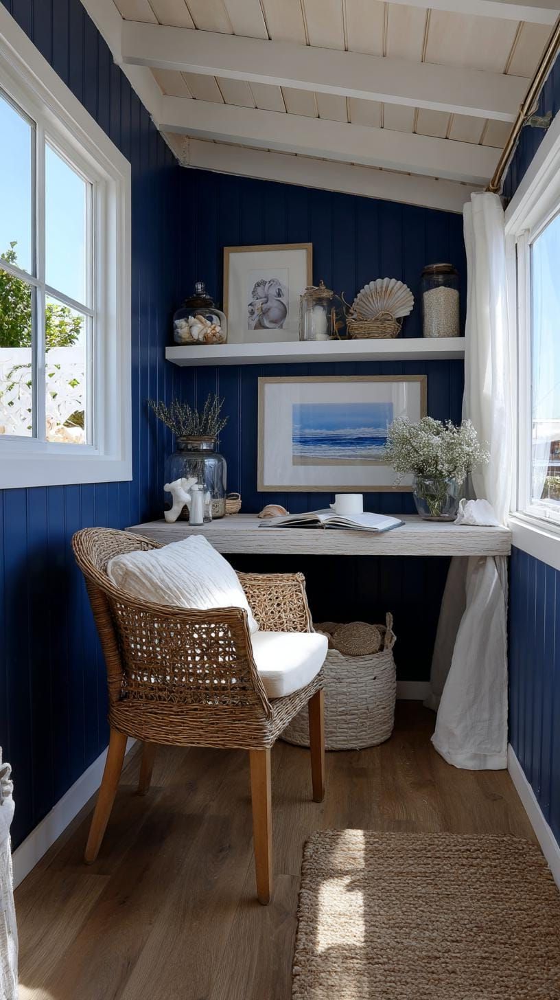 19. Soft Blue Coastal She Shed Office Retreat - photo 3