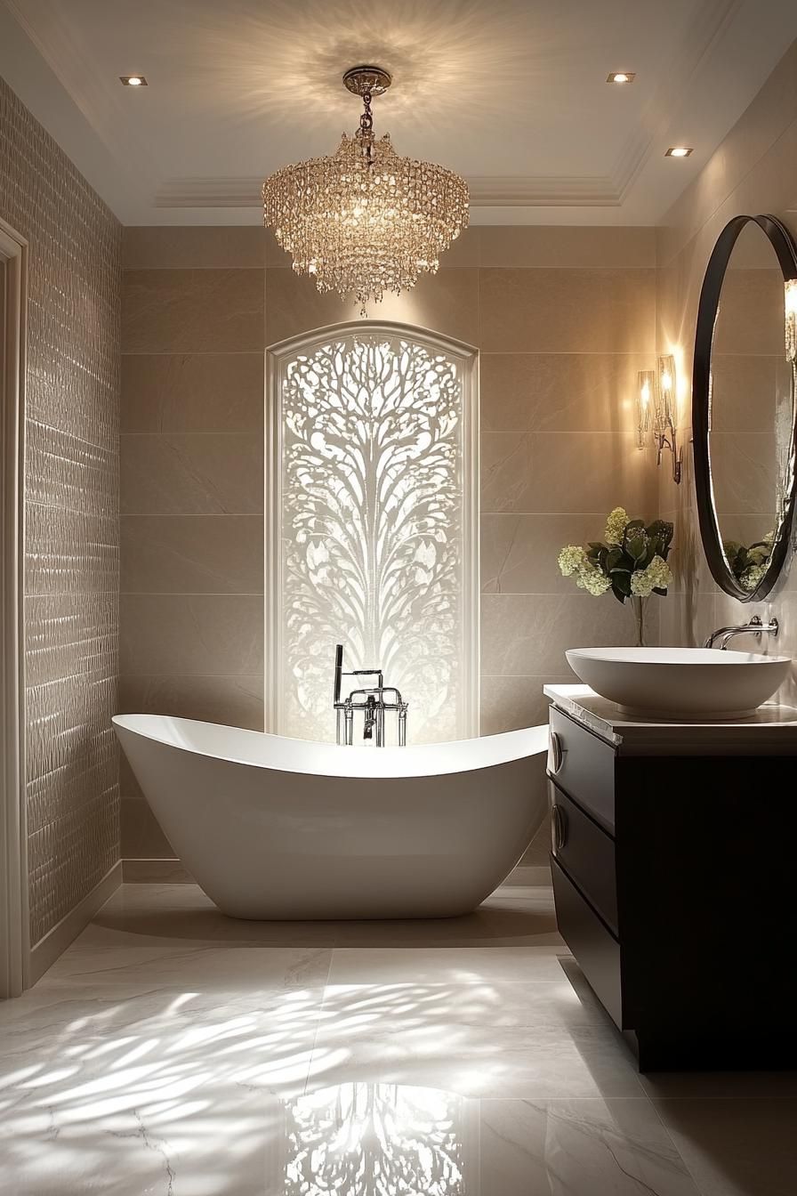 12. Unexpected Chandeliers in Bathrooms