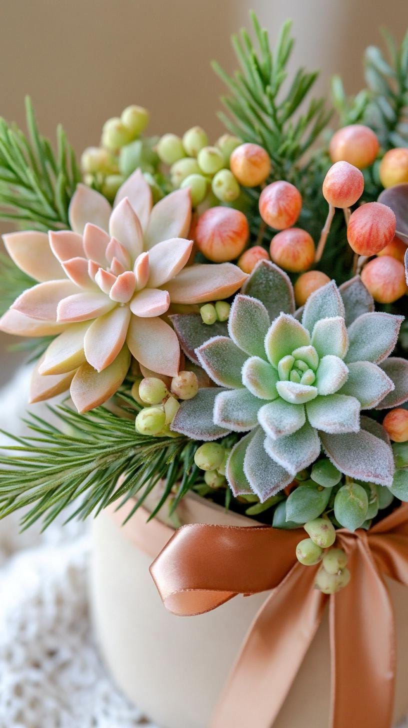 5. Frosty Succulents With Velvet Accents