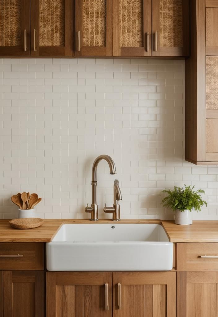 23. Basket Weave Wood Backsplash