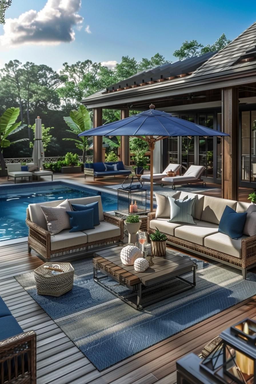 5. Nautical Pool Deck Theme
