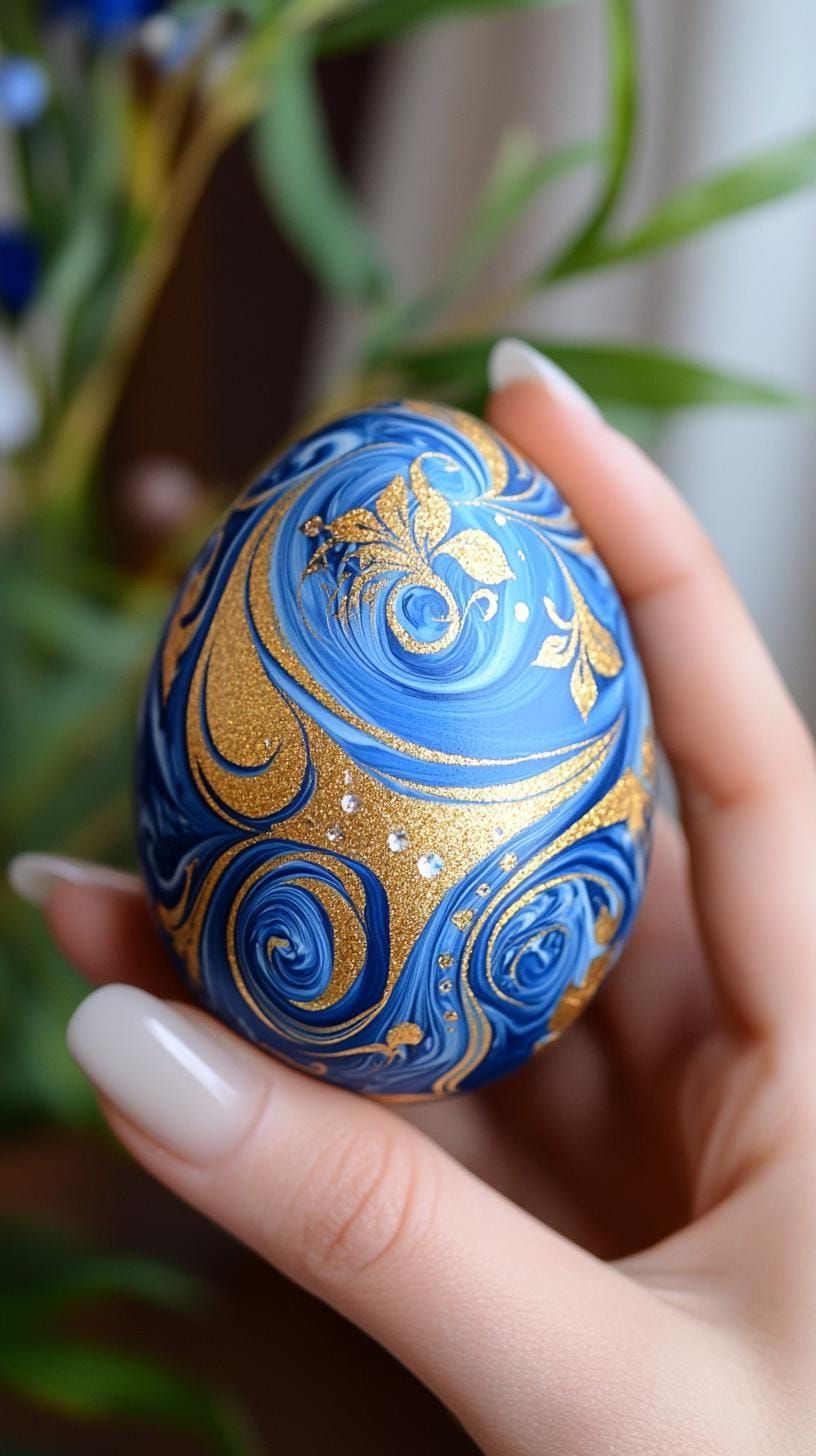18. Metallic Blue And Gold Marbled Eggs - photo 3