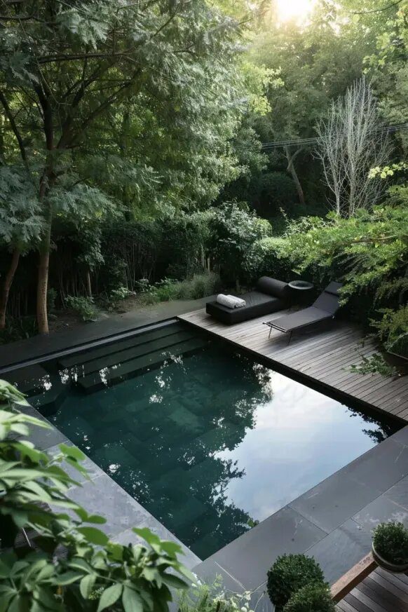 A Hidden Pool Tucked in a Garden Setting