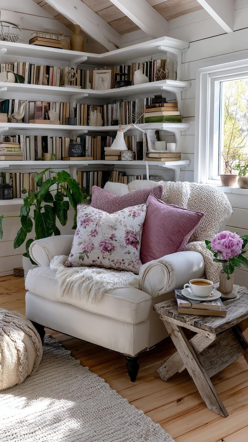 4. Whitewashed She Shed for Book Lovers - photo 2