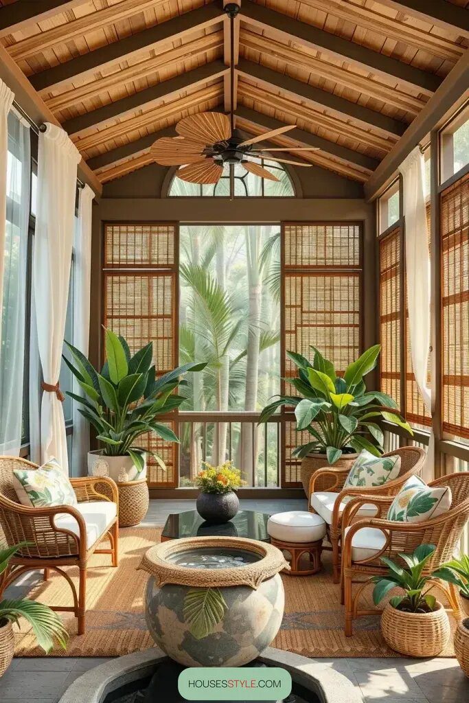 Tropical-Inspired Screened Porch Retreats