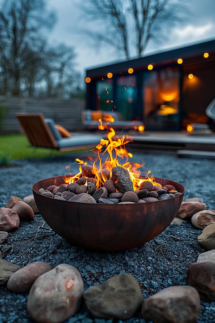 4. Portable Metal Fire Bowl on Gravel - photo 2
