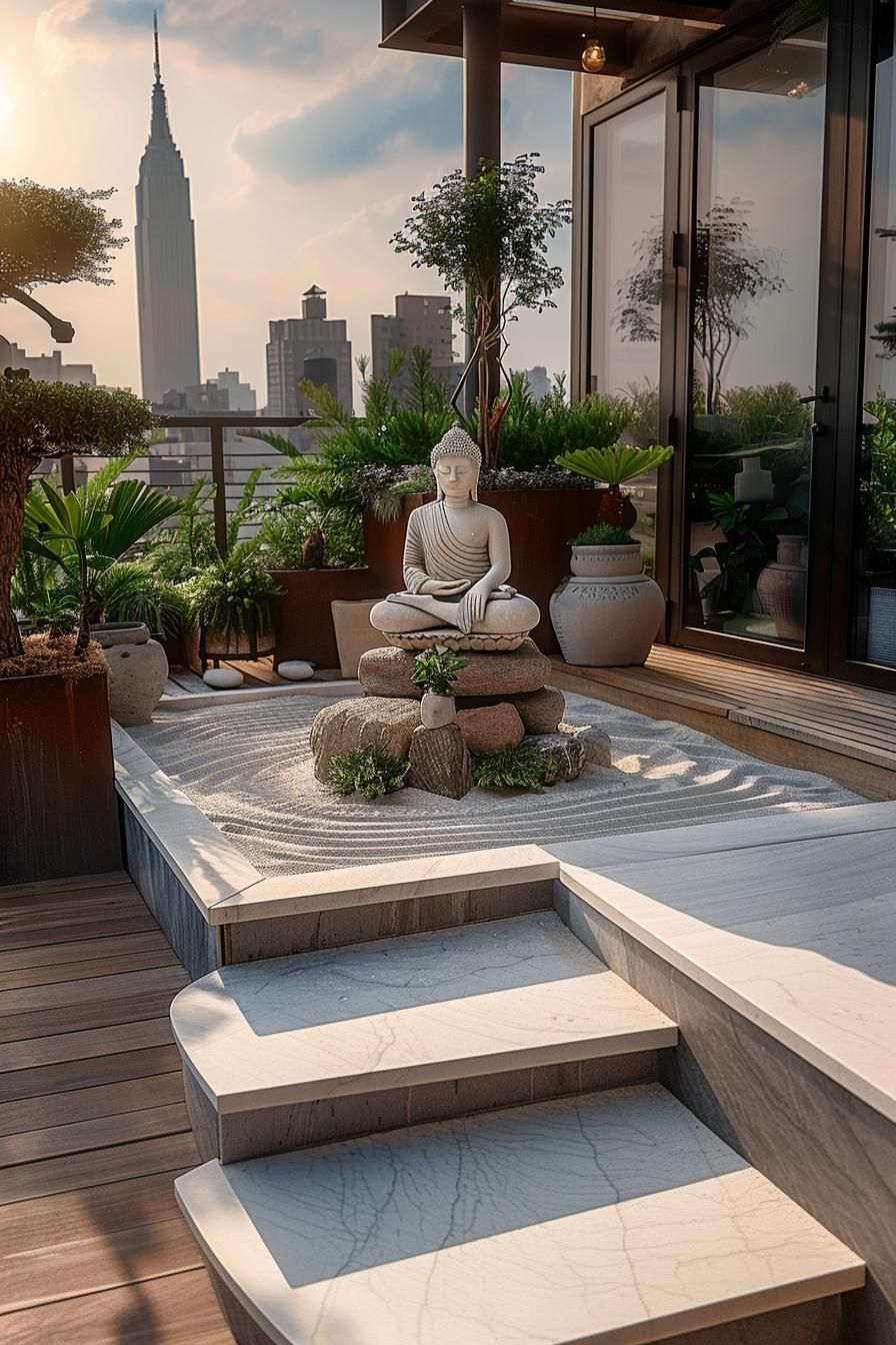 1. Tranquil Buddha Fountain Zen Retreat