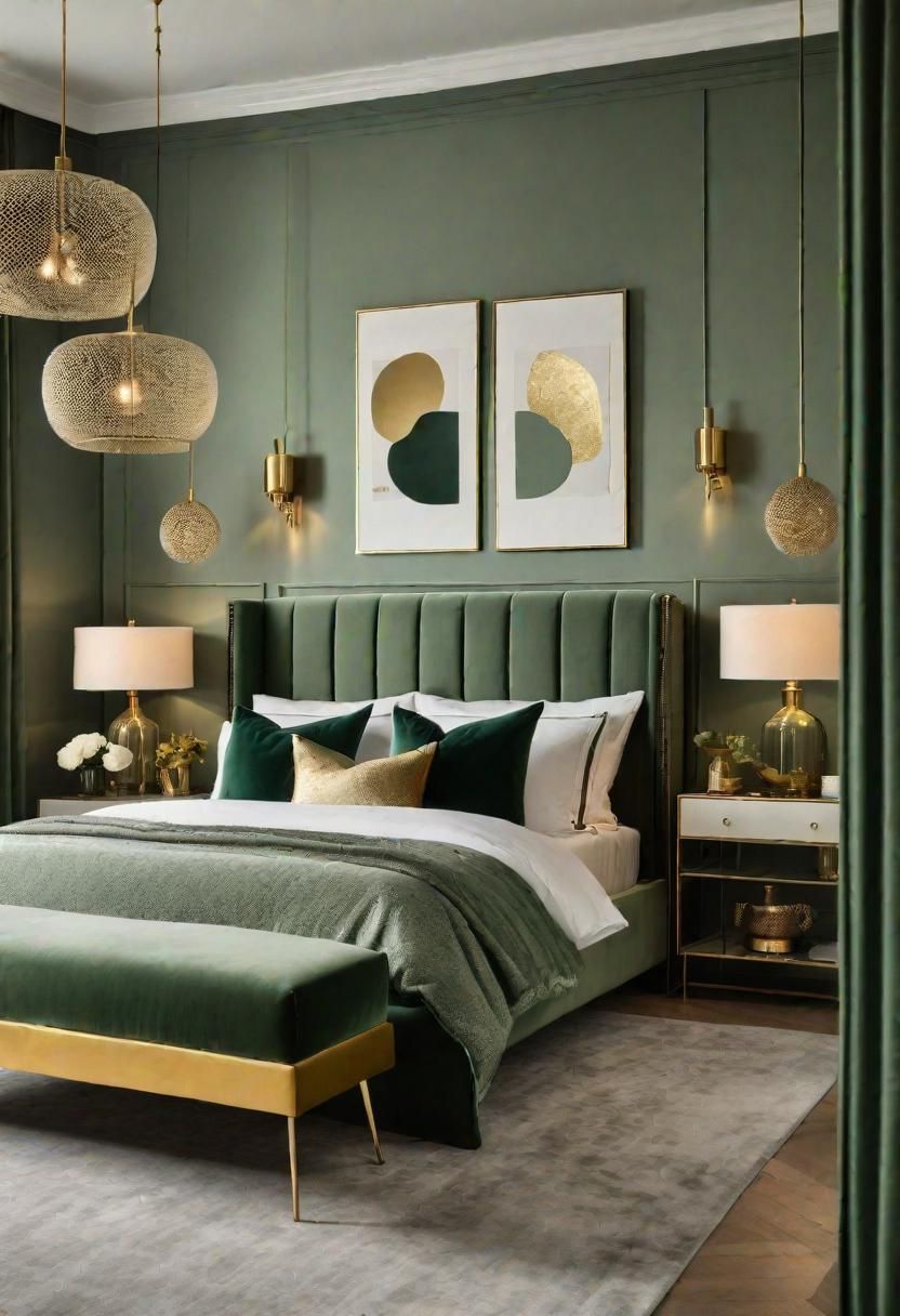 10. Glam Green And Gold Accents