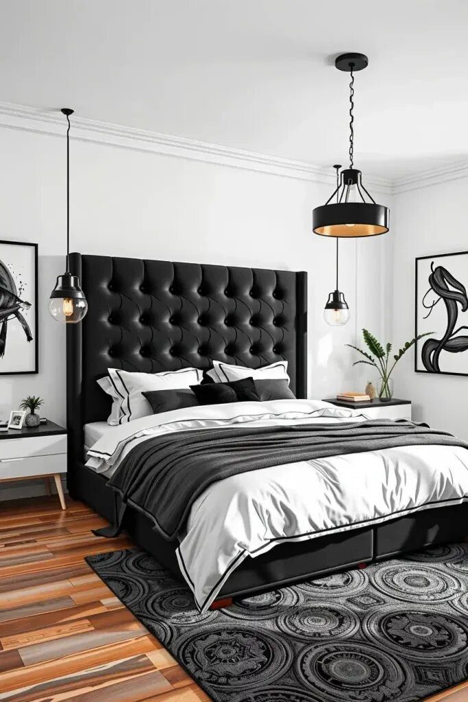 Bold Black and White Bedroom Styling