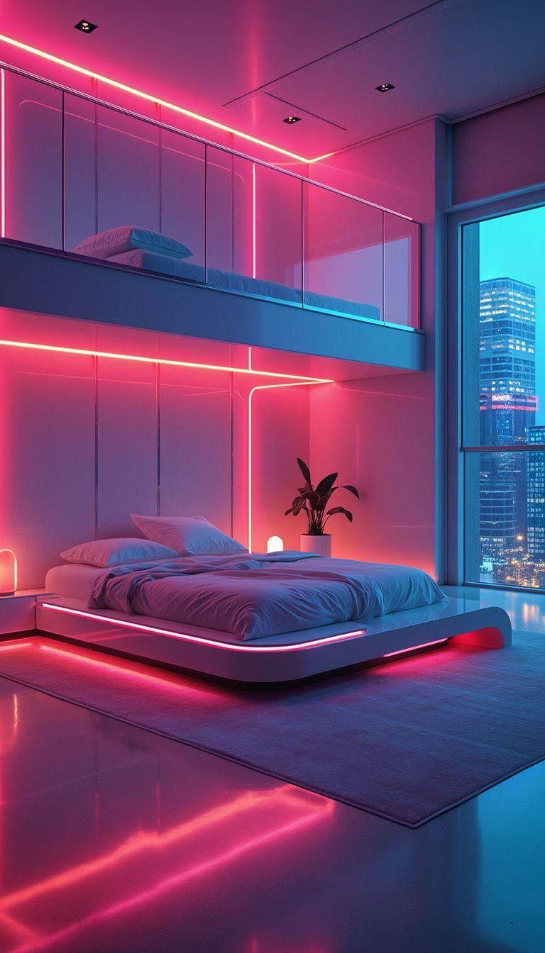 4. Modern LED Loft Space Inspiration
