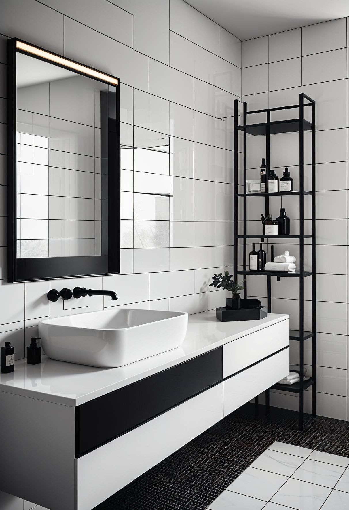 8. Sleek Monochrome Bathroom Design