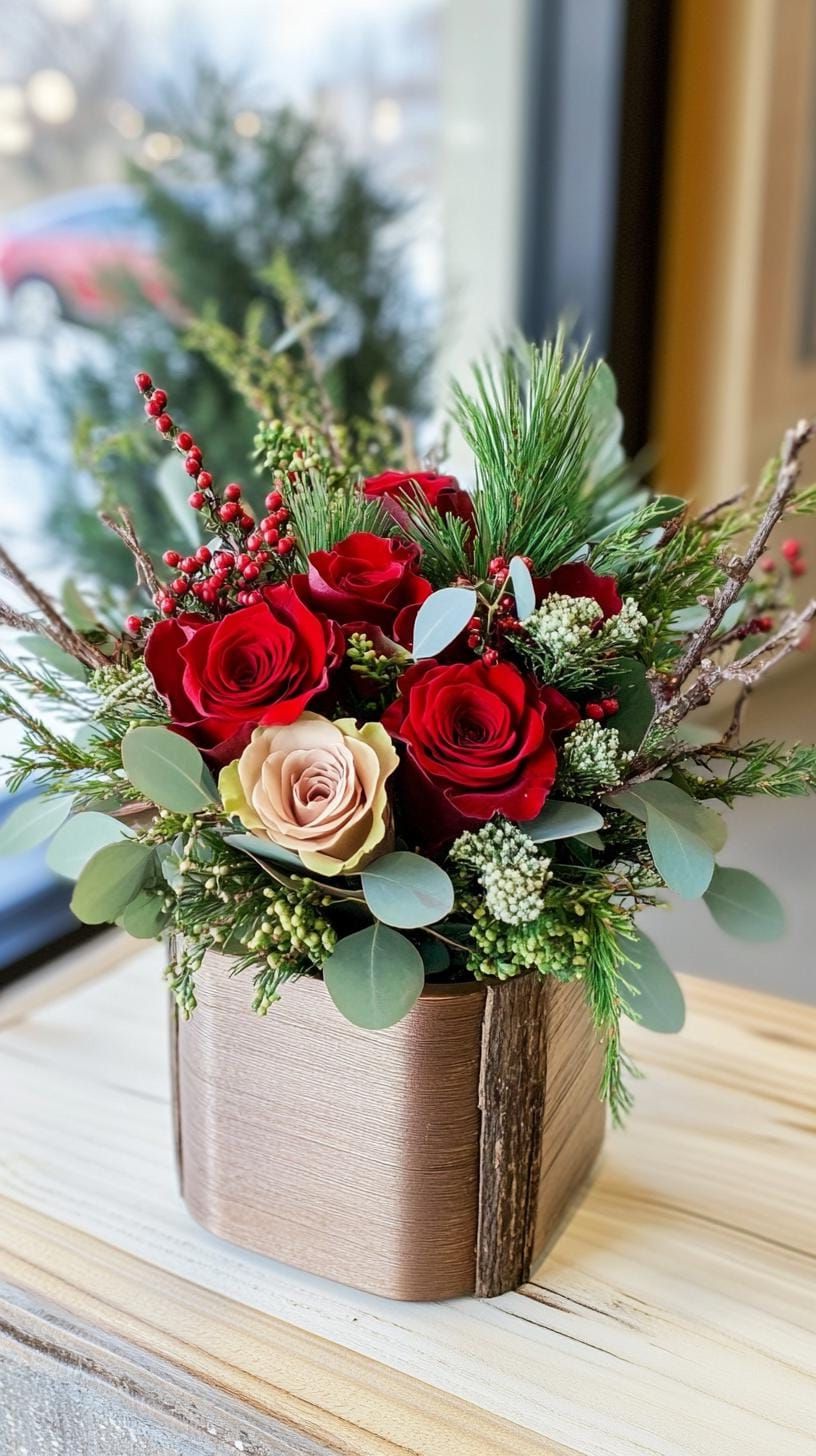8. Crimson Rose Centerpieces for Winter - photo 2