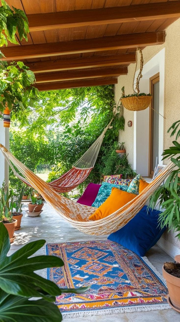 36. Bright Backyard Patio Full of Color