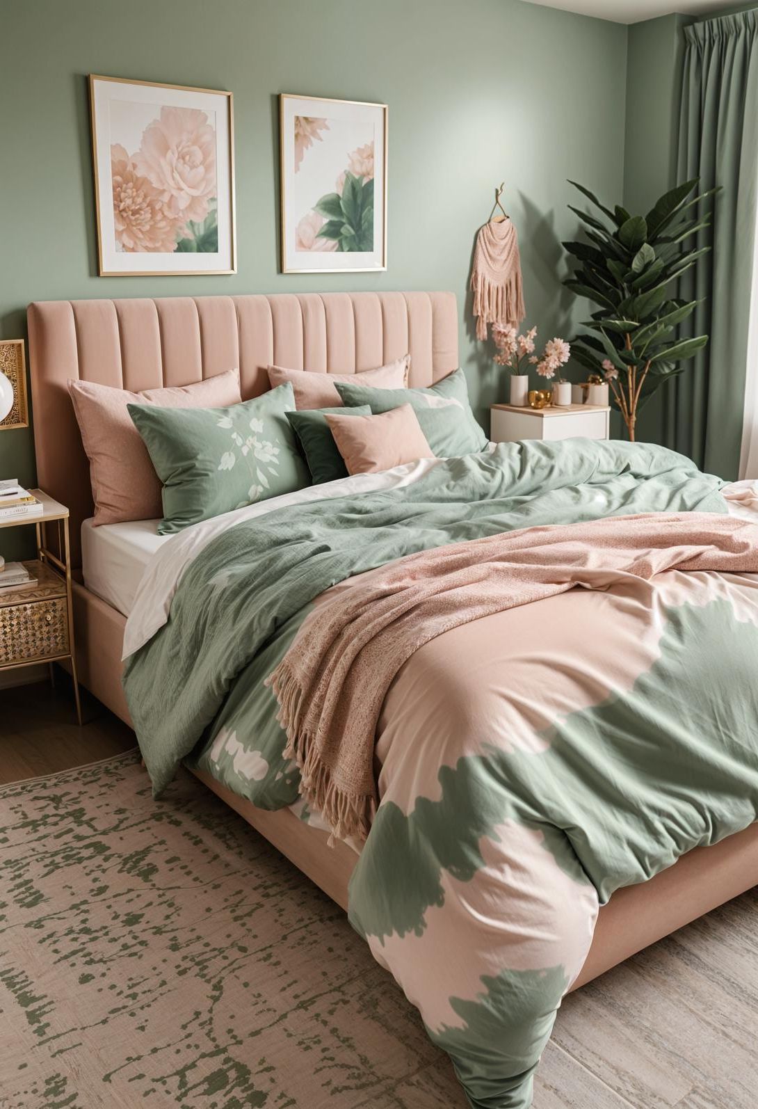 12. Boho Bedding Trend in Sage Green