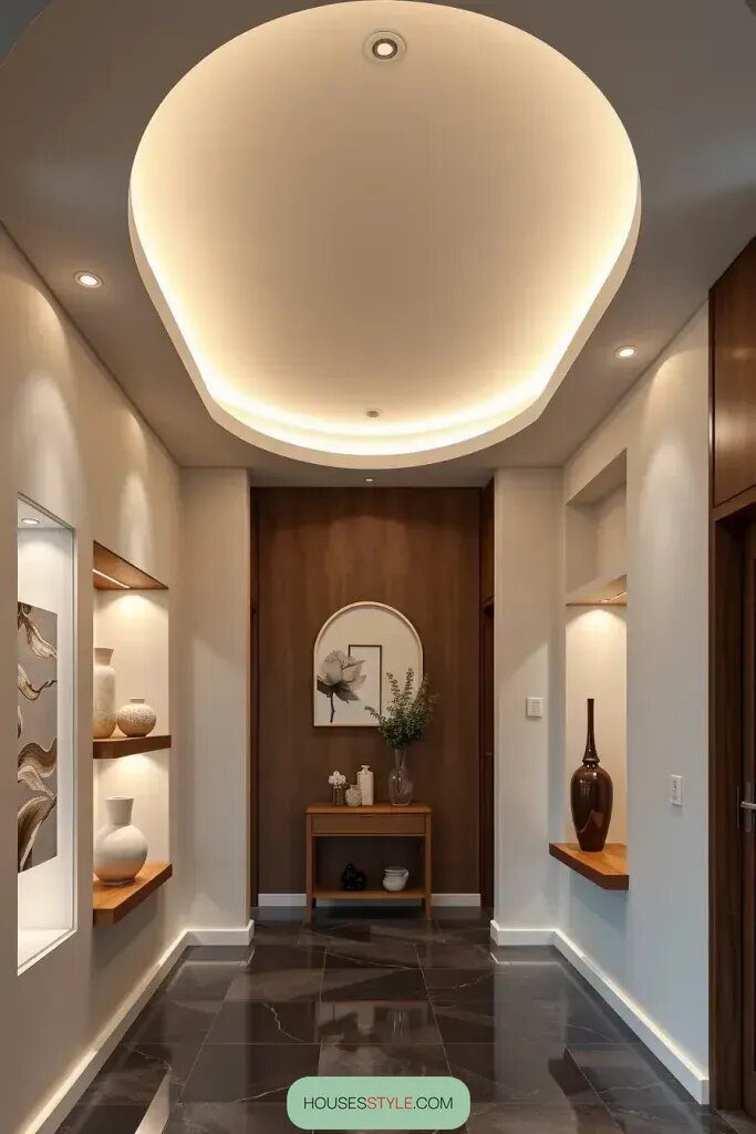 Soft-Glow Hallways With Curved Ceilings