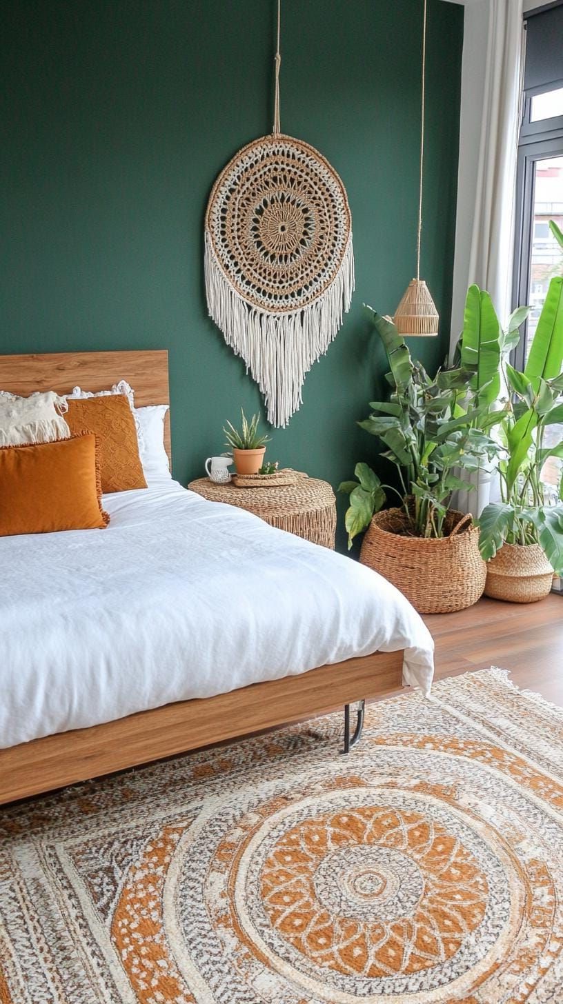 21. Macrame And Mandala Tapestry In A Dark Bedroom - photo 3