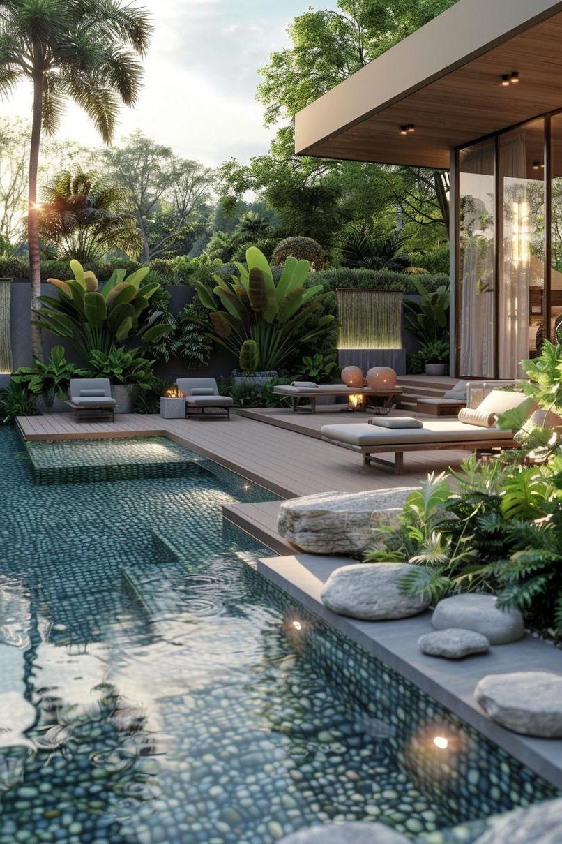 4. Zen-Inspired Pool Deck Design
