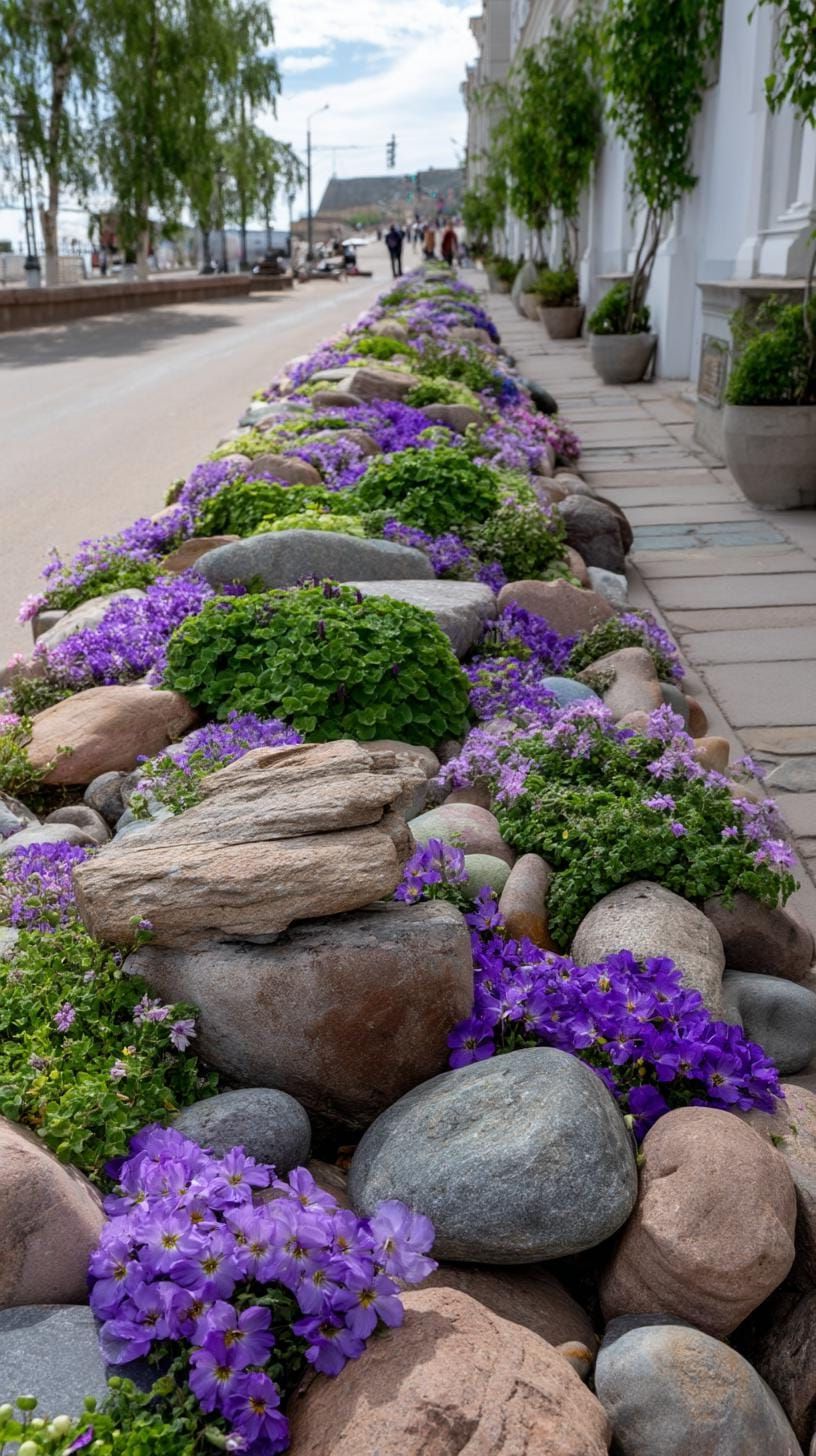 20. Purple Flower Strip with Mixed Stone Accents