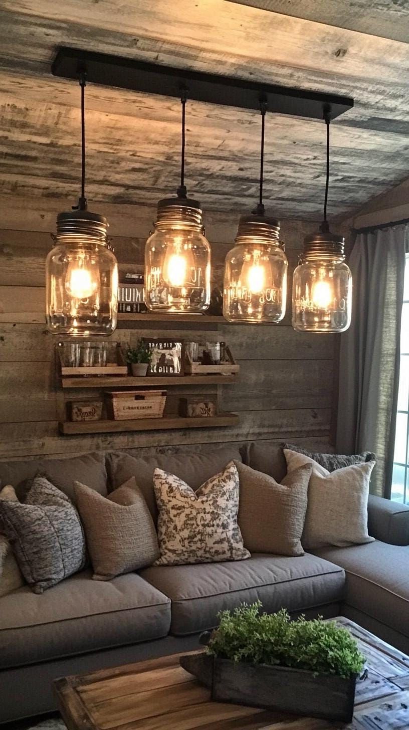 20. Mason Jar Chandeliers for Soft Ambient Light - photo 2