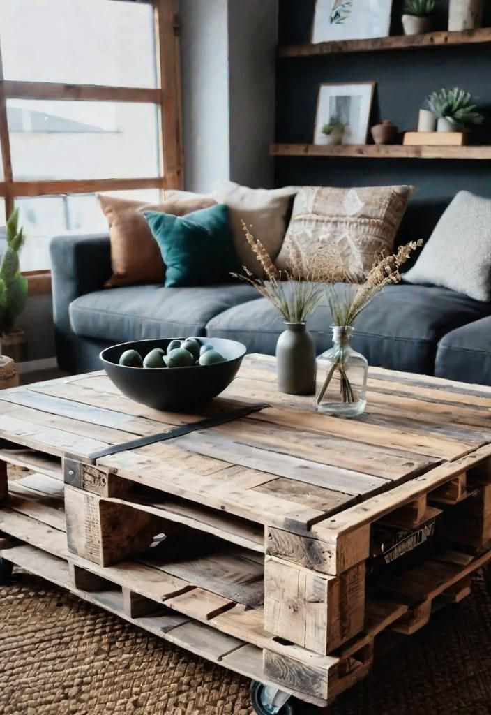 14. Wheeled Pallet Coffee Table