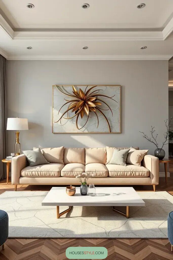 Relax and Enjoy Unique Metal Art Above the Couch