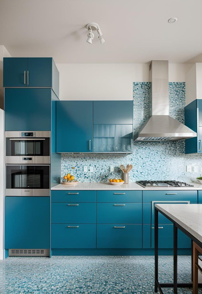 17. Teal Blue Paired with Terrazzo