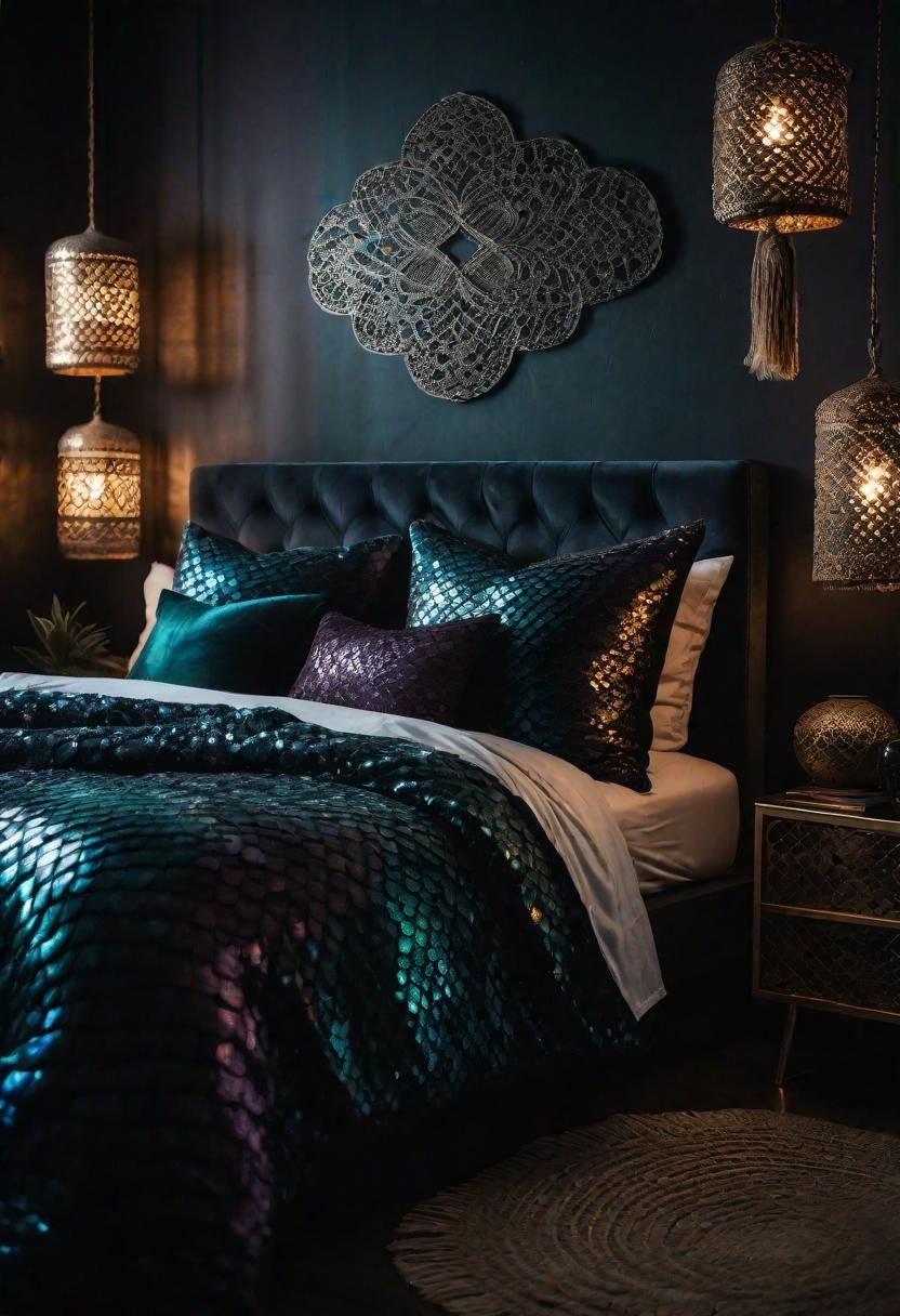 24. Accent Pillows with Mermaid Scale Texture