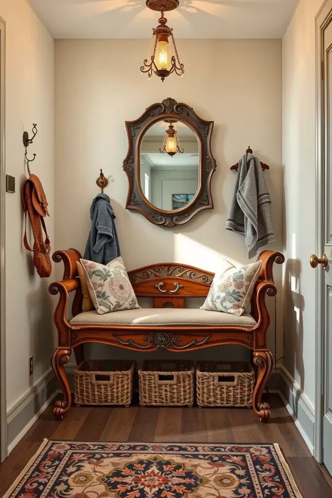 Carved Benches for Hallways and Mudrooms