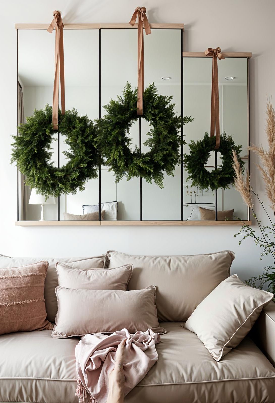 15. Wreaths Styled Around Mirrors - photo 3