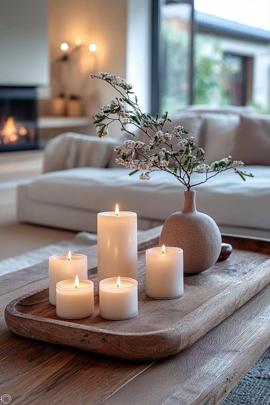 4. Cozy Candle Clusters on Wood Trays - photo 2