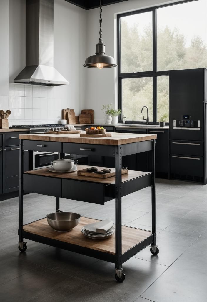4. Steel Accents Industrial Island