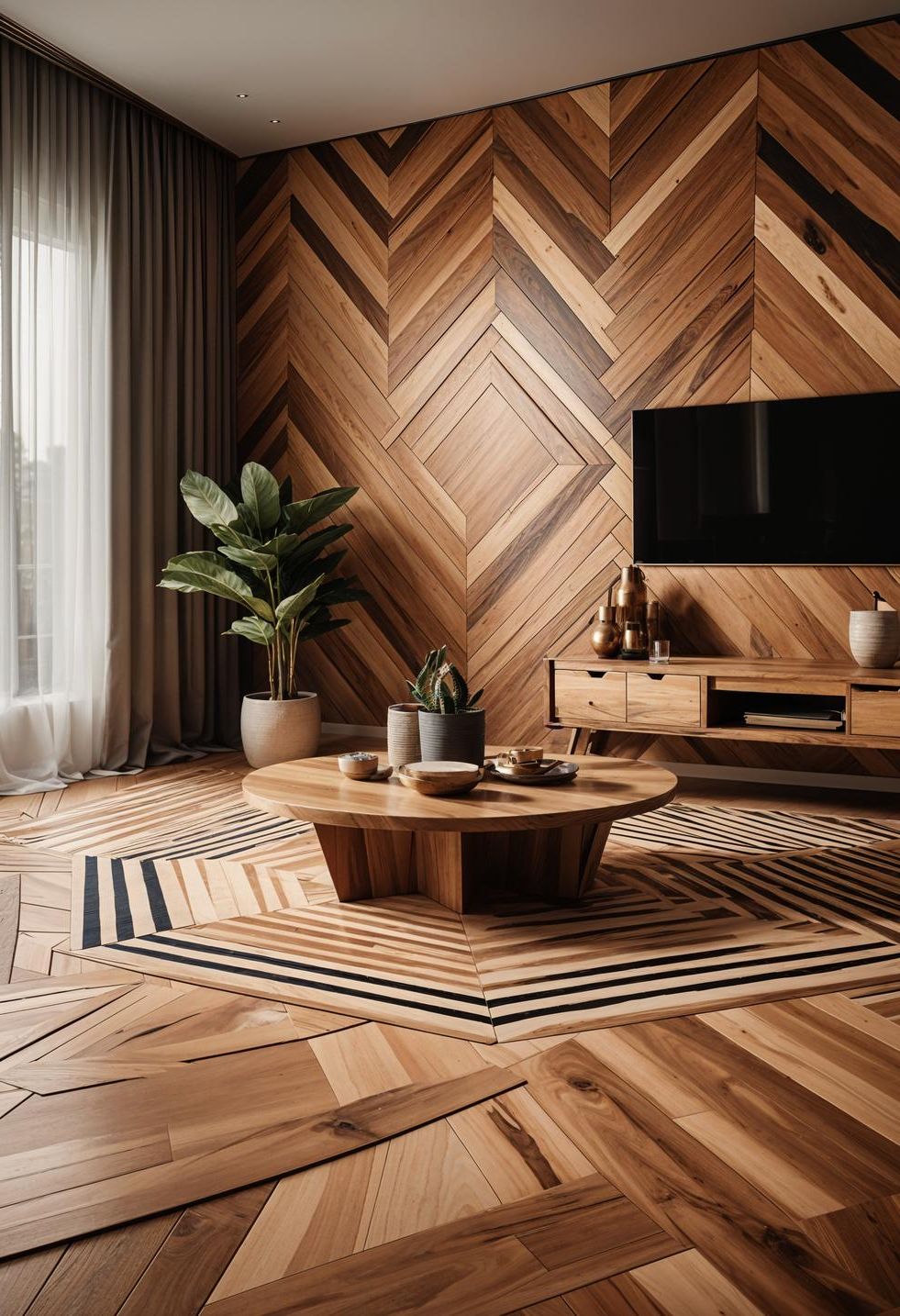 23. Geometric Wood Flooring as Art