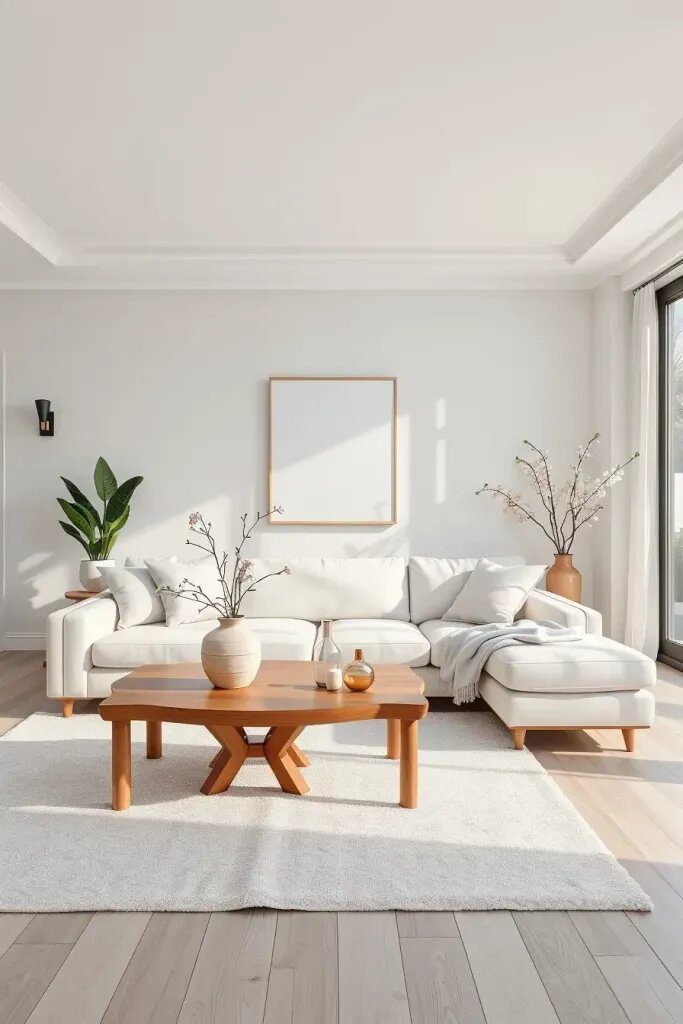 1. Elegant Living Spaces with Soft Touches on a White Palette