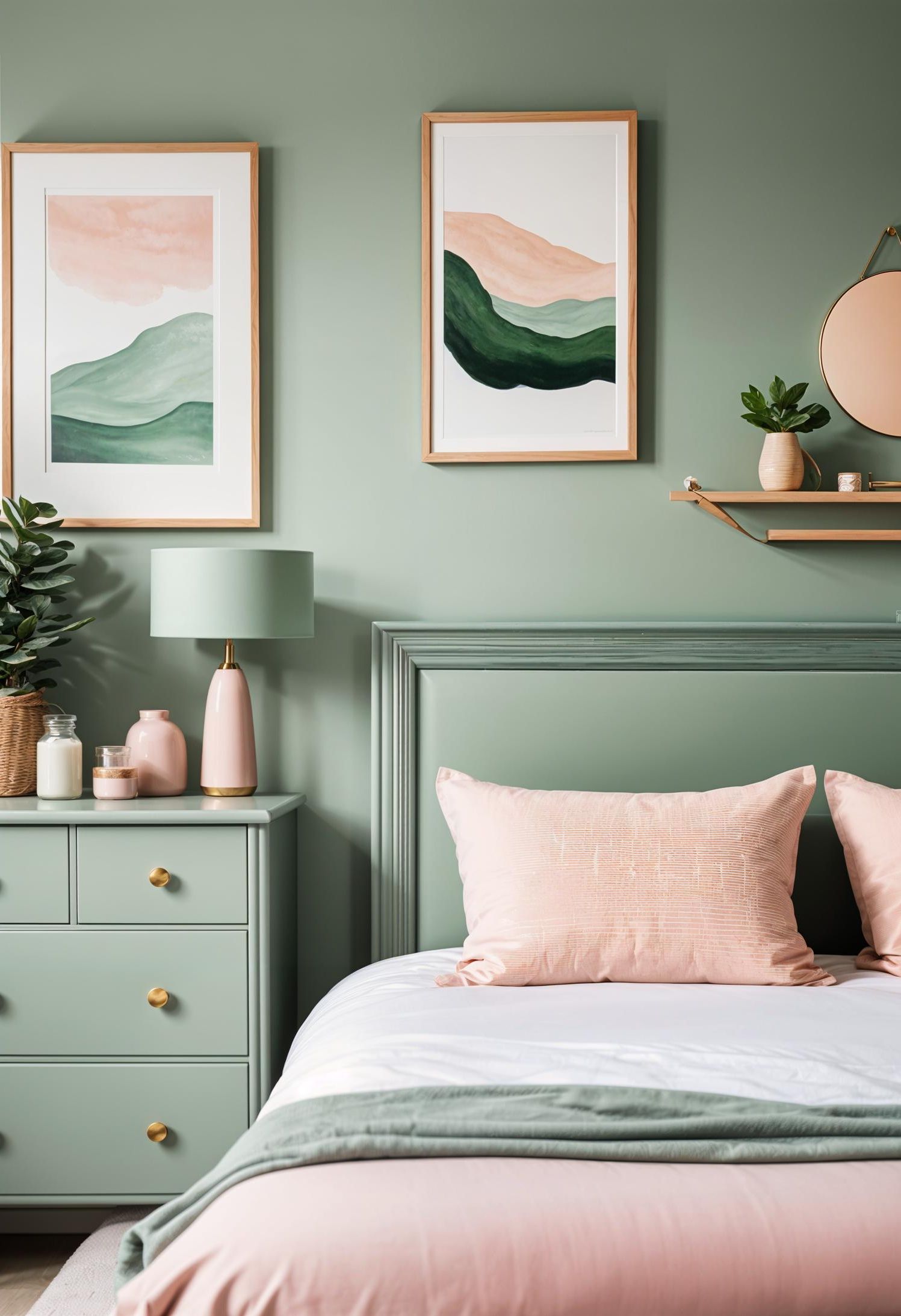 8. Upcycled Furniture in Sage and Blush