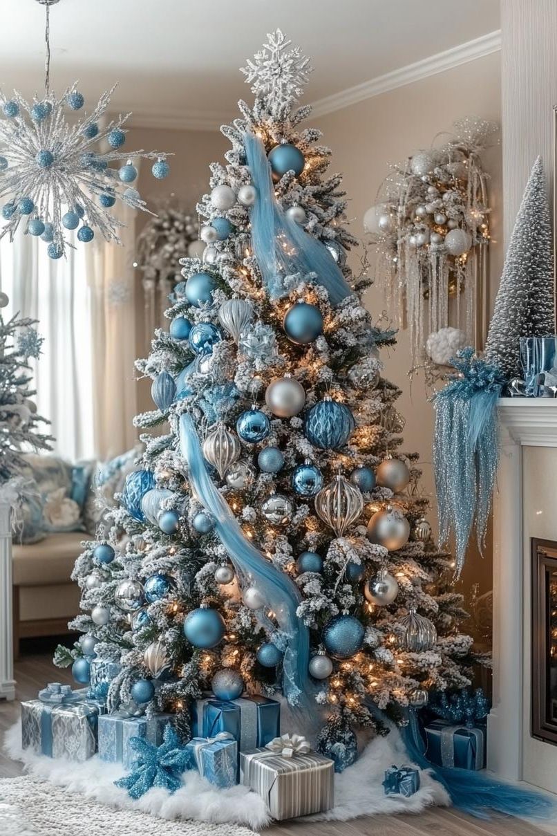 14. Blue and Silver Living Room Theme
