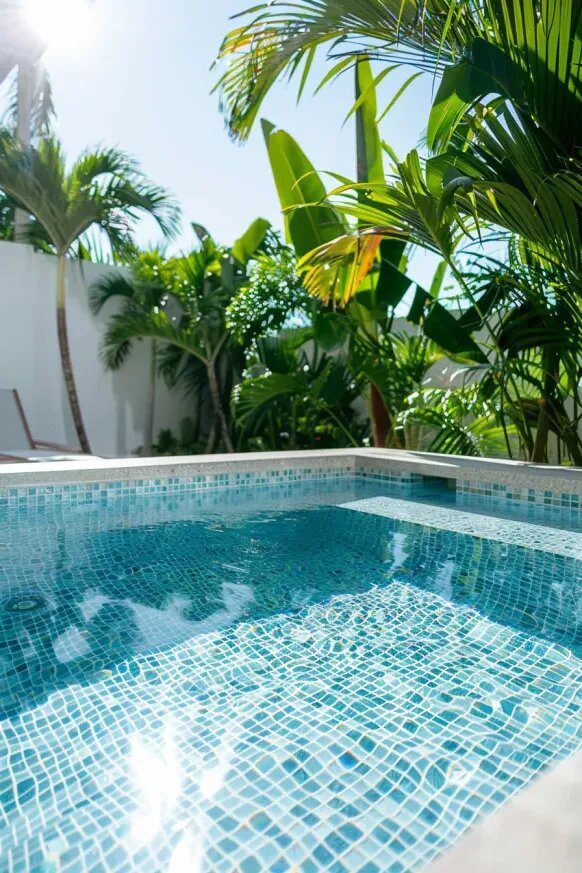 20. Mosaic Tile Pool In A Tropical Setting
