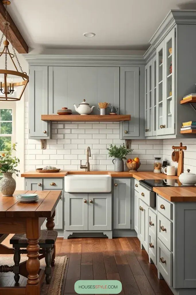 Cozy Farmhouse Kitchens with Gray Cabinets