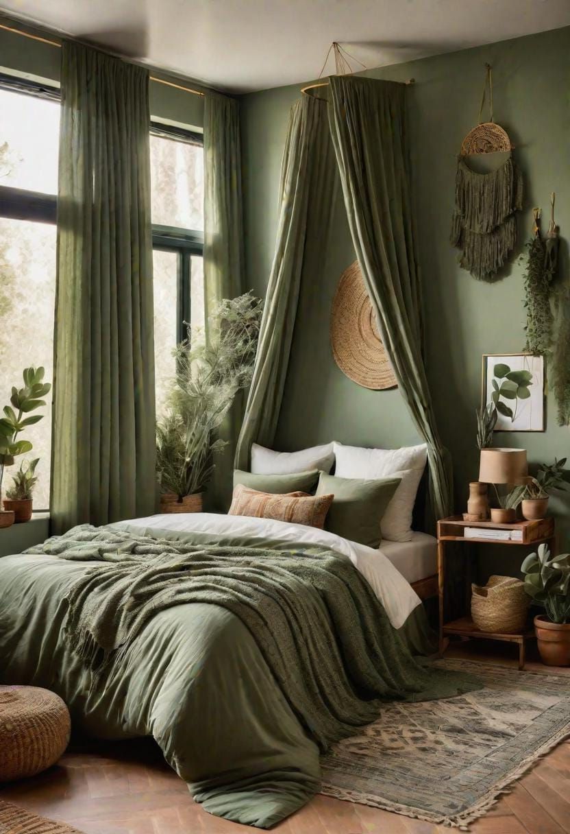 24. Earth-Toned and Sage Green Curtains - photo 3